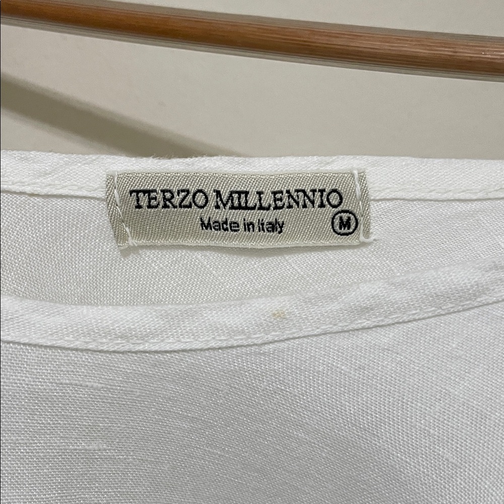 SOLD Terzo Millennio Line Slip Dress Ruffled Hem 100% Linen Made in Italy Size M - Picture 8 of 10